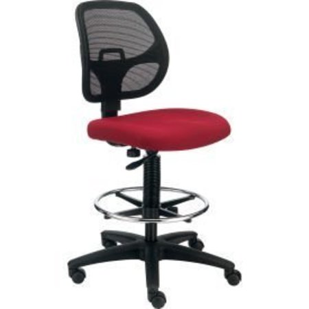 GLOBAL EQUIPMENT Interion® Armless Mesh Drafting Stool - Fabric - Red A2813TMIX-RD